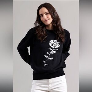 Minnie Rose Black Sweatshirt Cotton Cashmere Pullover Sweater Size XS